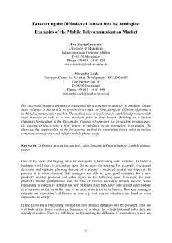 Forecasting the Diffusion of Innovations by Analogies: Examples of