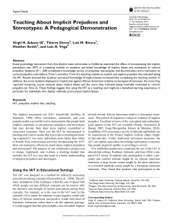 Teaching About Implicit Prejudices and Stereotypes: A