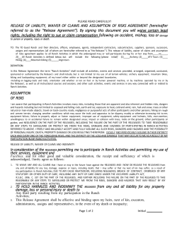 RELEASE OF LIABILITY, WAIVER OF CLAIMS