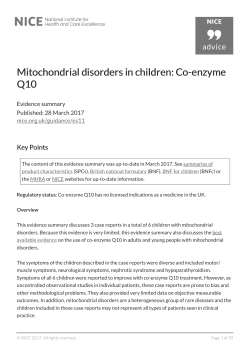 Mitochondrial disorders in children: Co-enzyme Q10