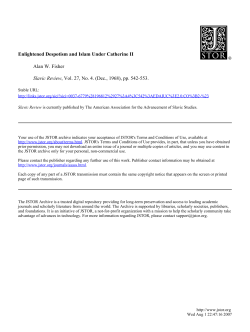 Enlightened Despotism and Islam Under Catherine II