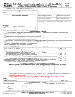 Nebraska Homestead Exemption Application or Certification of