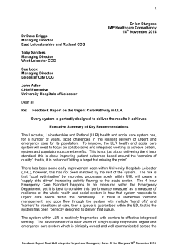 Feedback Report Final LLR Integrated Urgent and Emergency Care