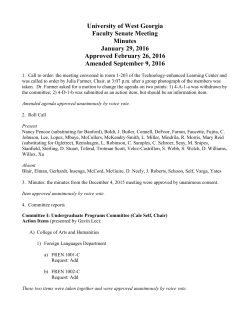 University of West Georgia Faculty Senate Meeting Minutes January