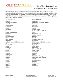 List of English speaking Countries and Territories