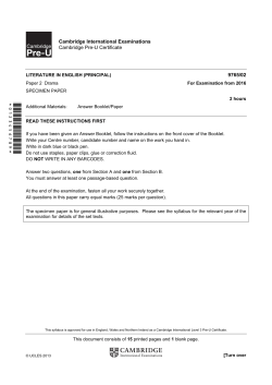 Literature in English Paper 2 Drama