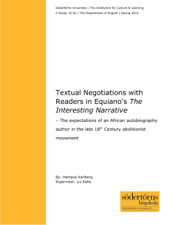 Textual Negotiations with Readers in Equiano`s The Interesting