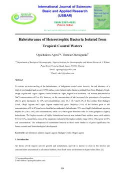 Halotolerance of Heterotrophic Bacteria Isolated from Tropical