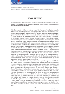 TINBERGEN`S LEGACY IN BEHAVIOUR: 60 YEARS OF