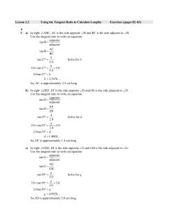 Lesson 2.2 Using the Tangent Ratio to Calculate Lengths Exercises