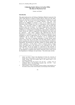 Collecting South African Art in the 1930s: The Role of Martin du Toit