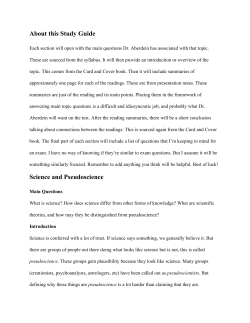 About this Study Guide Science and Pseudoscience