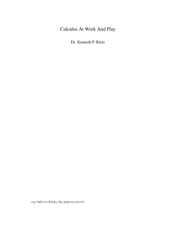 Calculus At Work And Play