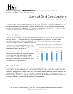 Licensed Child Care Sanctions, 2015
