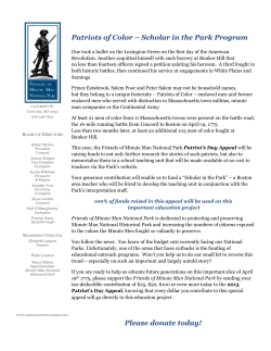 Patriots of Color &ndash; Scholar in the Park Program Please donate today!