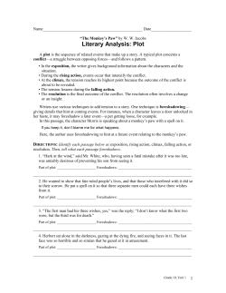 Monkeys Paw Plot Worksheet and Answers