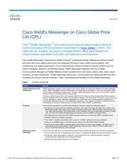 Cisco WebEx Messenger on Cisco Global Price List (GPL) Data Sheet