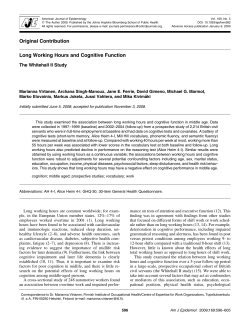Long Working Hours and Cognitive FunctionThe Whitehall II Study