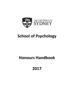 School of Psychology Honours Handbook 2017