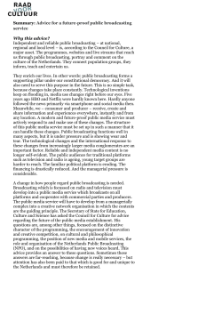 Summary: Advice for a future-proof public broadcasting service Why