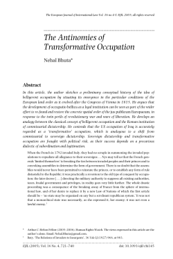 The Antinomies of Transformative Occupation