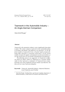 Teamwork in the Automobile Industry &ndash; An Anglo