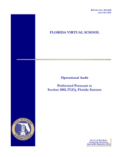 FLORIDA VIRTUAL SCHOOL Operational Audit Performed Pursuant