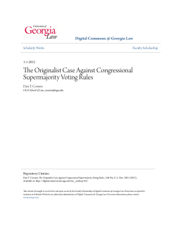 The Originalist Case Against Congressional Supermajority Voting