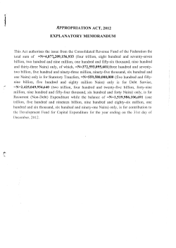 ApPROPRIATION ACT, 2012