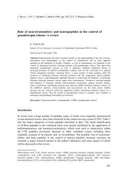 Role of neurotransmitters and neuropeptides in the control of
