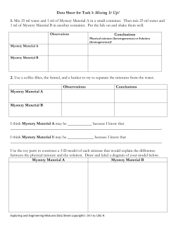 Data Sheet for Task 1: Mixing It Up! 1. Mix 25 ml water and 1 ml of