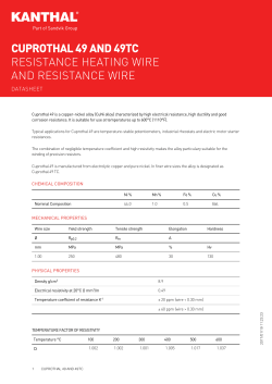 CUPROTHAL 49 AND 49TC RESISTANCE HEATING WIRE AND