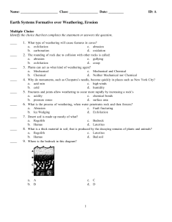 Earth Systems Formative over Weathering, Erosion