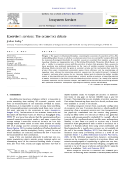 Ecosystem services The economics debate