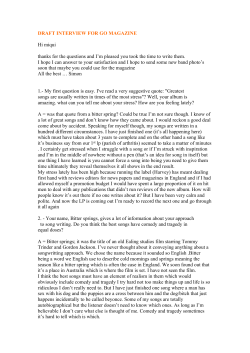 DRAFT INTERVIEW FOR GO MAGAZINE Hi