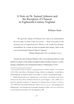 A Note on Dr. Samuel Johnson and the Reception of