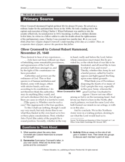 Name Class Date Oliver Cromwell dominated English political life