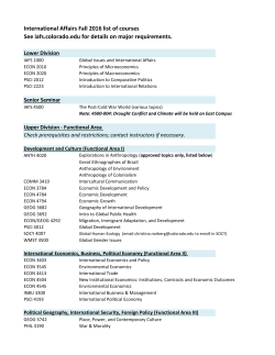 International Affairs Fall 2016 list of courses See iafs.colorado.edu