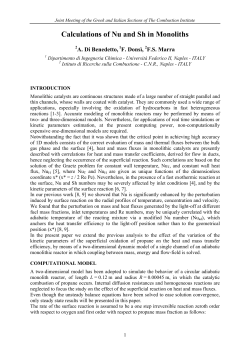 Calculations of Nu and Sh in Monoliths