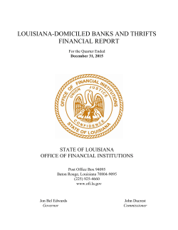 Bank and Thrift Financial Report (as of December 31, 2015)