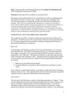 Title: Conducting FBAs and Designing Behavior Interventions for