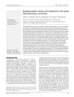 Acetaminophen toxicity and resistance in the yeast
