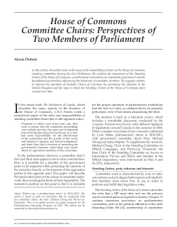 House of Commons Committee Chairs: Perspectives of