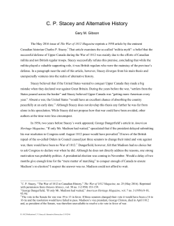 CP Stacey and Alternative History