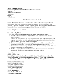 LIT200: Introduction to the Novel
