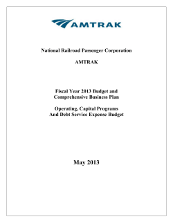 Fiscal Year 2013 Budget and Comprehensive Business Plan
