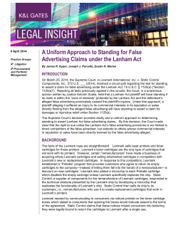 A Uniform Approach to Standing for False Advertising Claims under