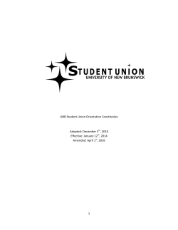 1 UNB Student Union Orientation Constitution Adopted: December