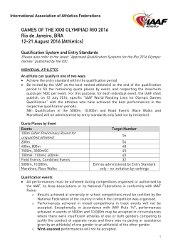 GAMES OF THE XXXI OLYMPIAD RIO 2016 Rio de Janeiro, BRA 12