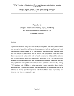 PETN: Variation in Physical and Chemical Characteristics Related to